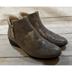 Wmns Revere Damascus Champagne Shimmer Ankle Side Zip Boots Sz 8 Beautiful